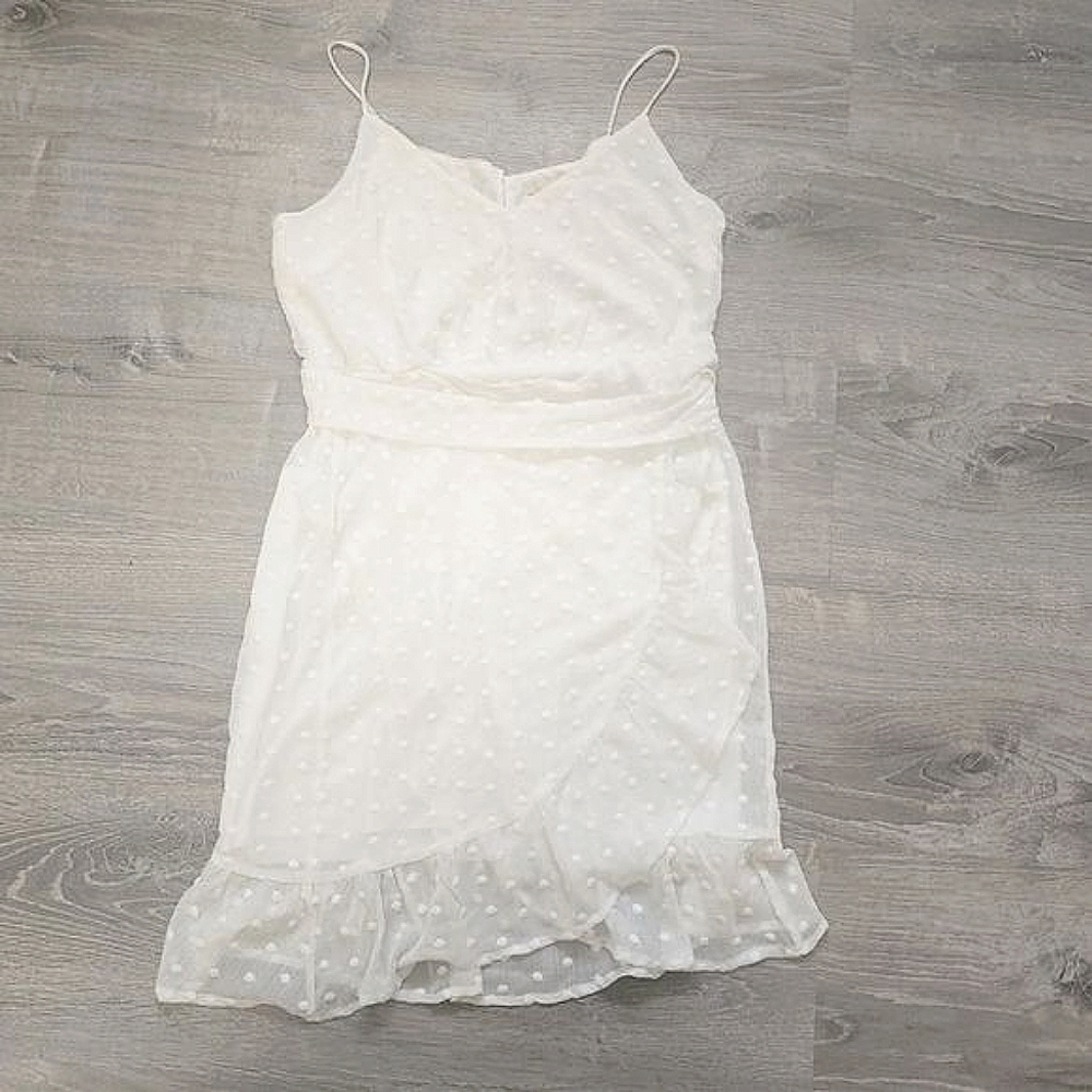 GB Large White Polka Dot Spagetthi Strap Dress
